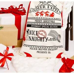 NEW WHITE LABEL reindeer express santa sack in white